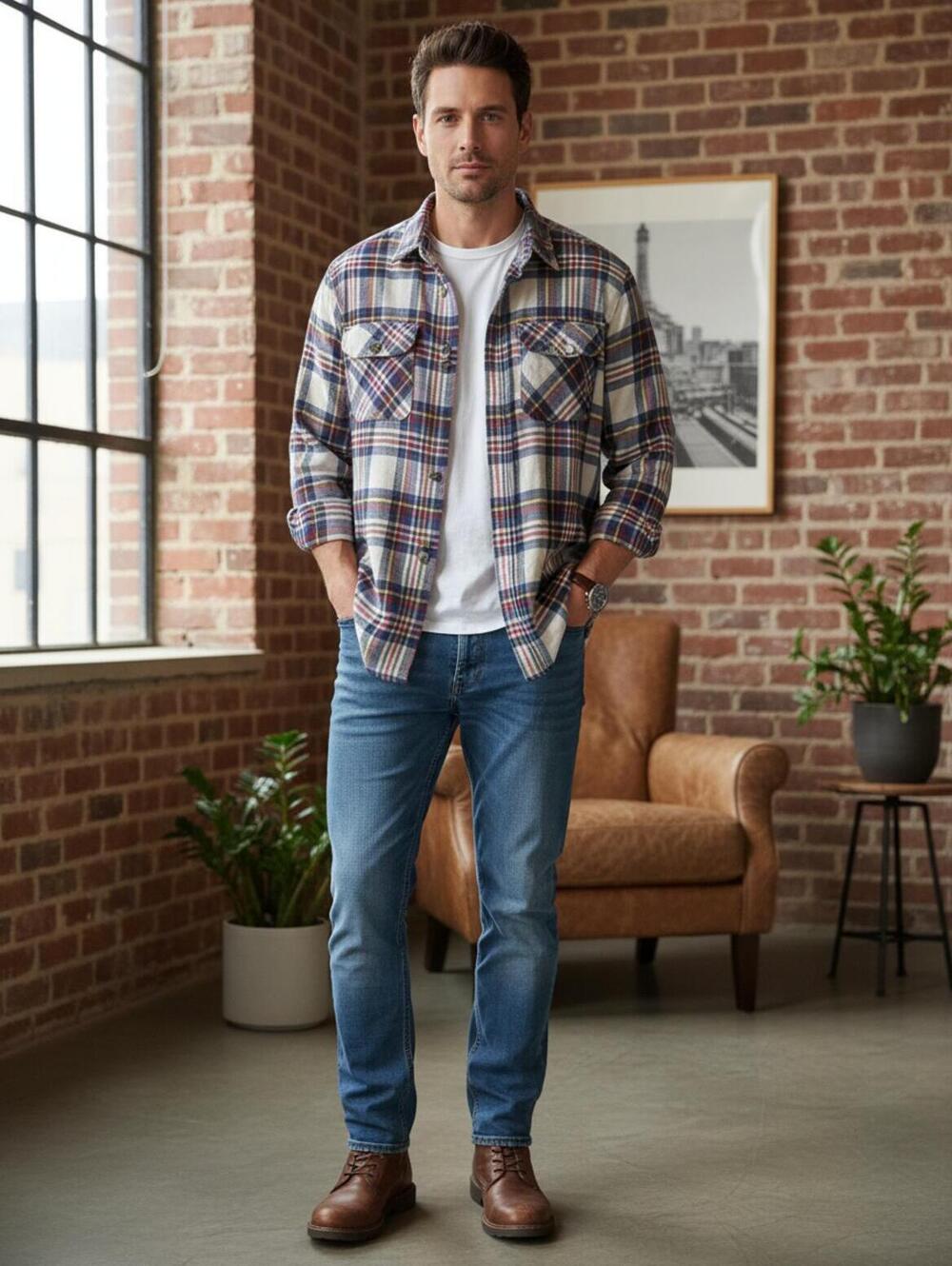 Harbor Bay Men's 2XLT Plaid Flannel Shirt